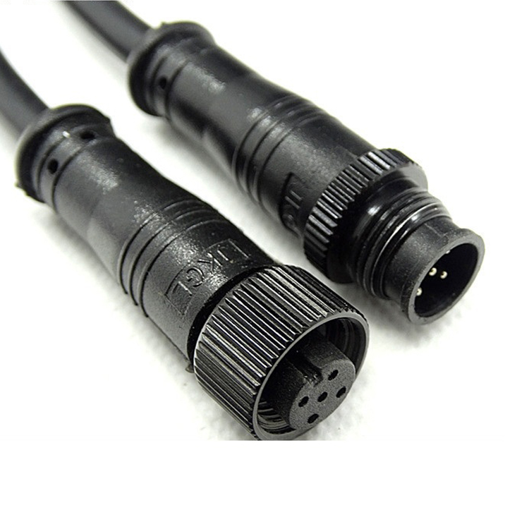 custom M12 IP67 waterproof connector male to female molding cable assembly 6 core spiral cable 