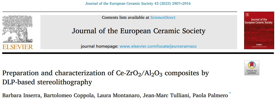 《Journal of the European Ceramic Society》：基于DLP的立体光刻制备Ce-ZrO2/Al2O3复合材料及其表征