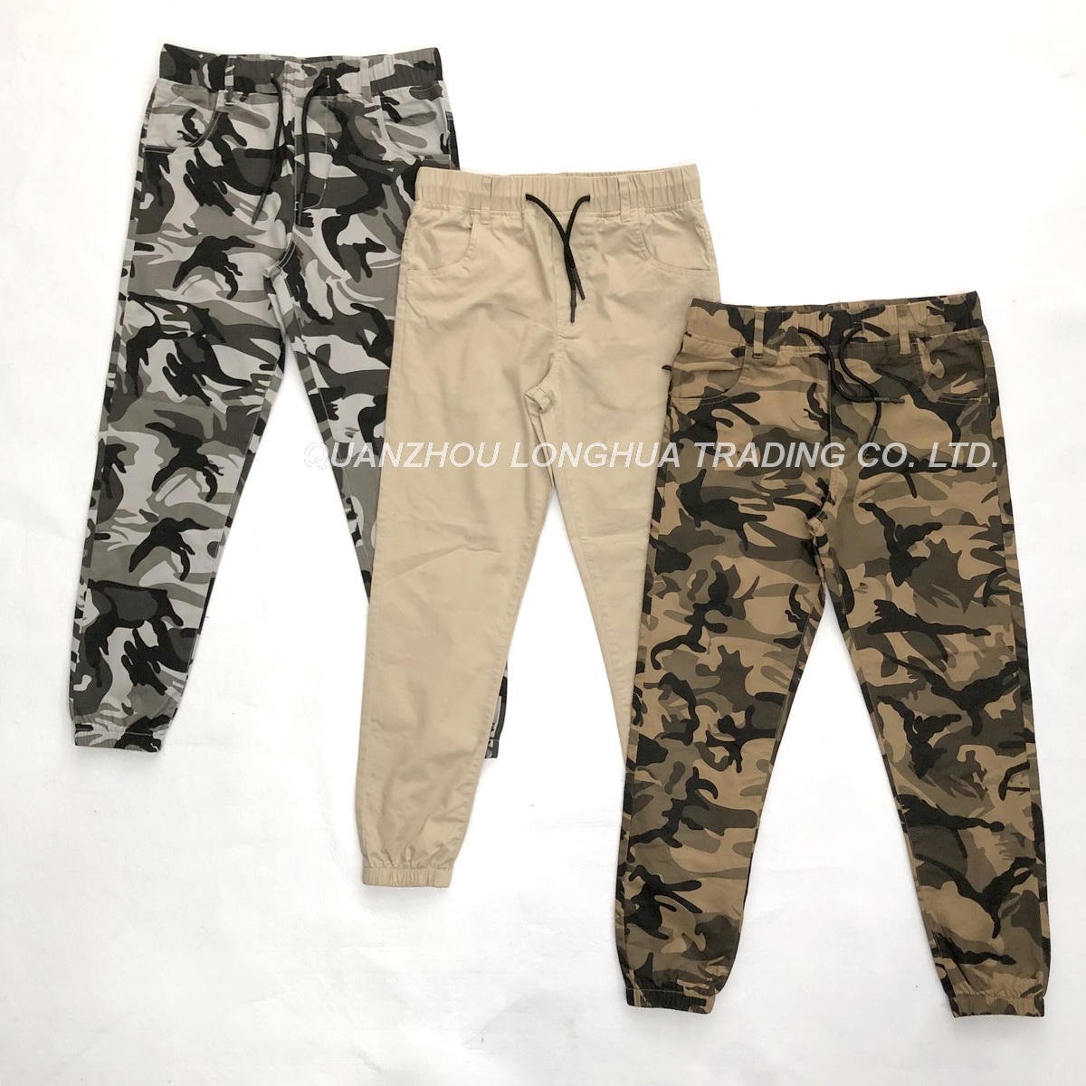 Men′s and Boy′s Joggers Casual Fashion Camo Printing Drawstring Jogging Pants Enzyme Washed