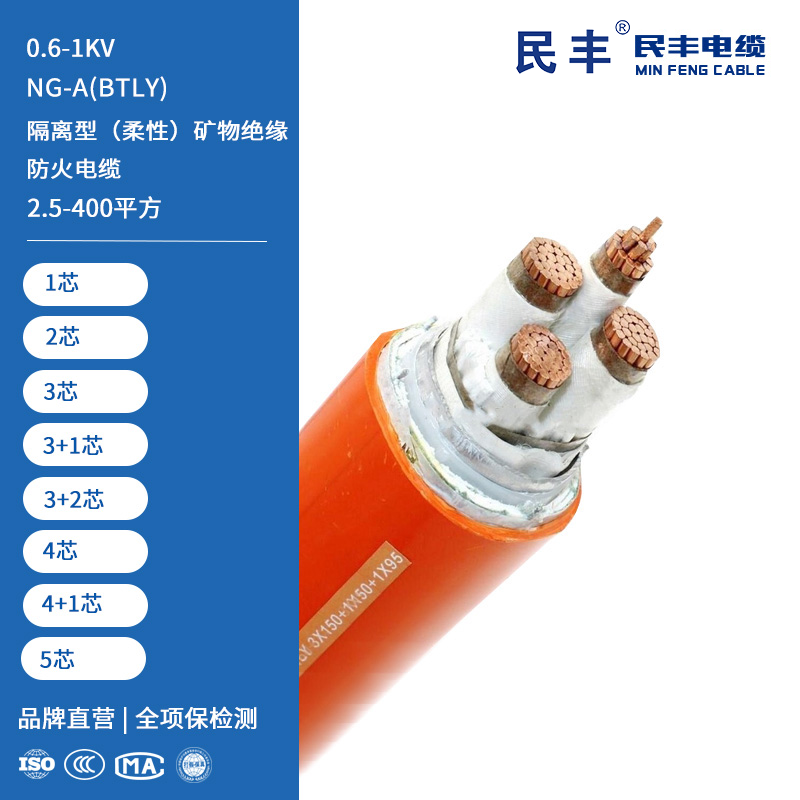 NG-A(BTLY) 隔离型（柔性）矿物绝缘防火电缆