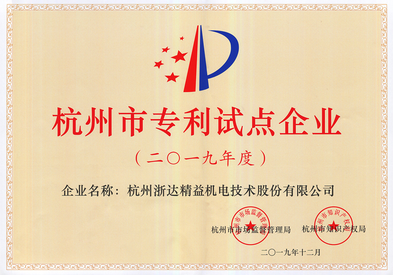 2019 Hangzhou Patent Pilot Enterprise