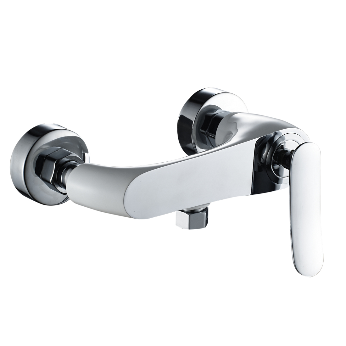 Shower Mixer Valve,Wall Mounted Single Lever Manual Exposed Shower Hot/Cold Valve Tap Faucet,White with Chrome Finish
