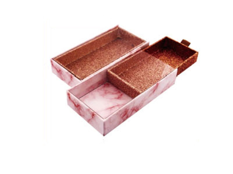 粉色大理石紋外殼+玫瑰金蔥紙底托空白透明盒