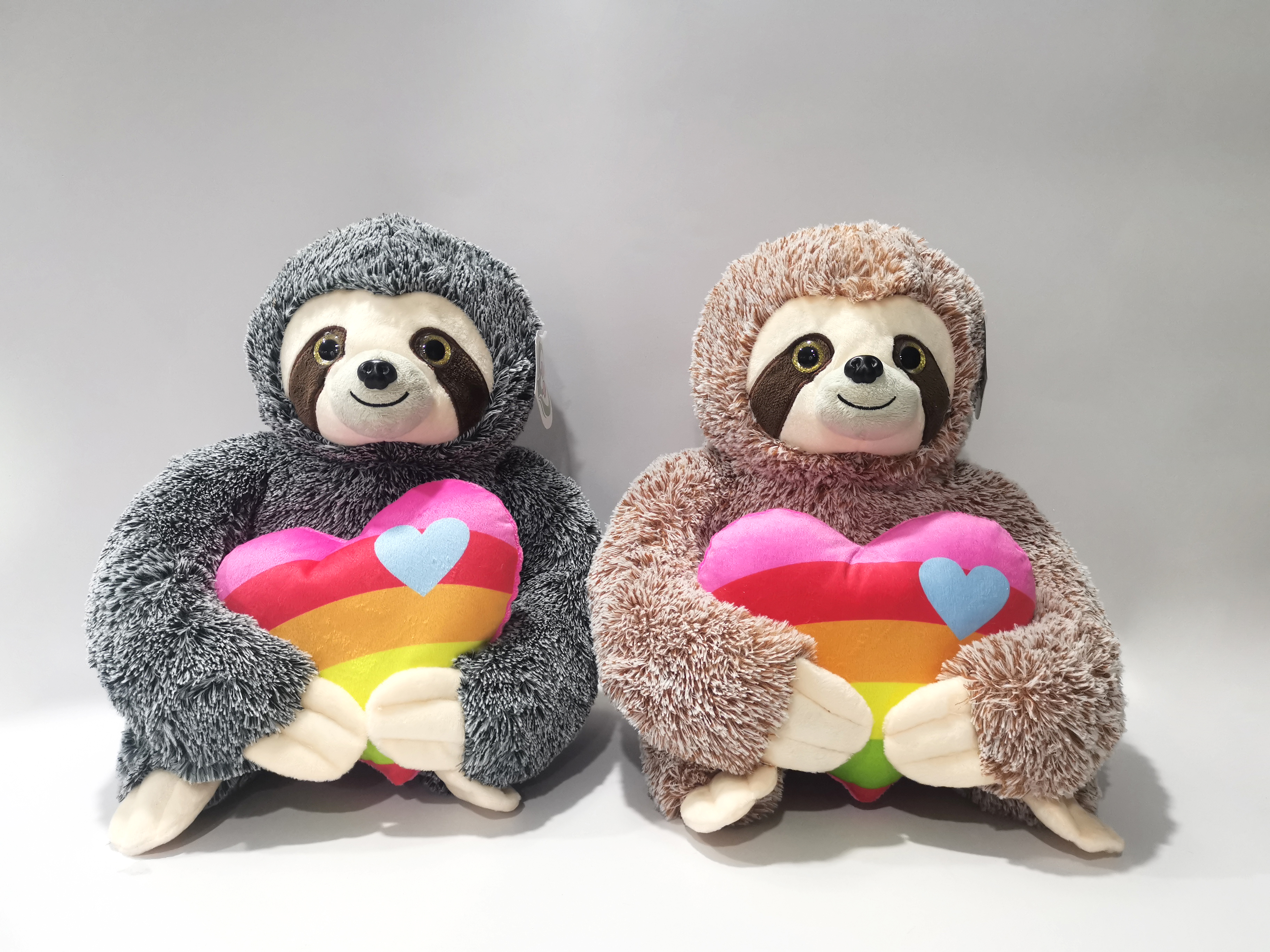2019 Valentine Plush Toys: 2 asst Slothes with heart 