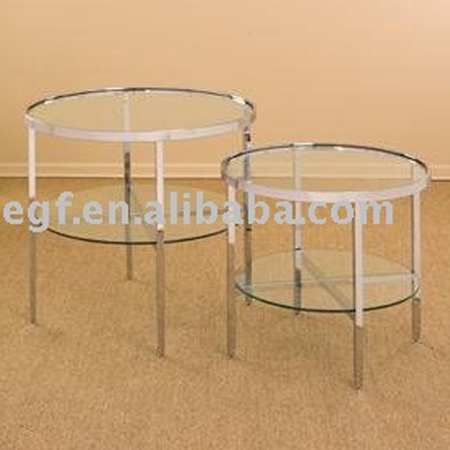 Round-Display-Table--Glass-Table--2-tier-Table