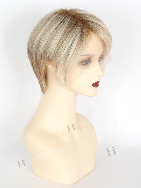 Short Style Highlight And T Color European Virgin Human Hair Lace Front Wig WR-CLF-038