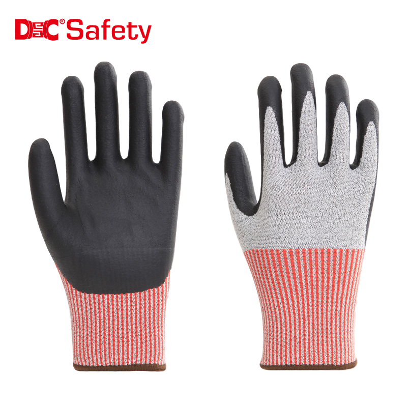 13 gauge anti-cut liner foam nitrile palm coating working safety gloves