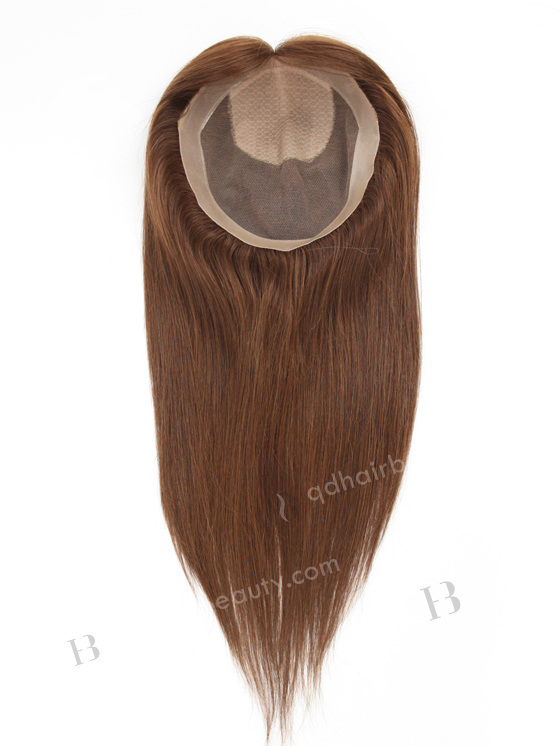 Brown Color 16'' European Virgin Human Hair Silk Top With PU Toppers WR-TC-073