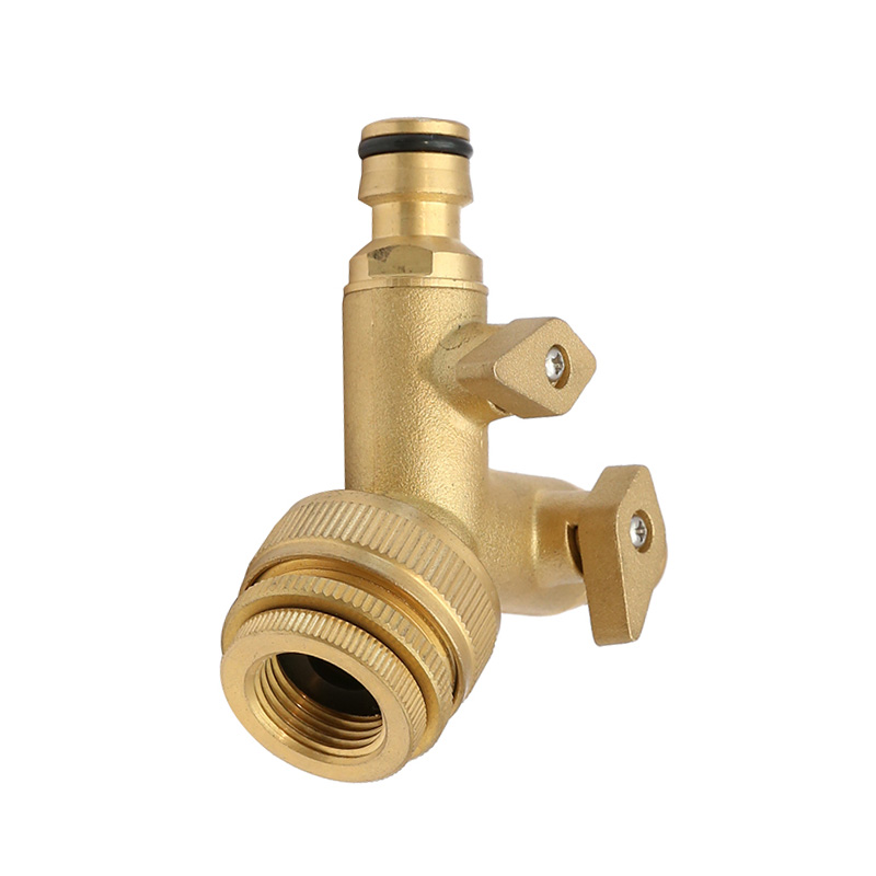 Brass 2-way Snap-In Coupling with Shut-off Valve with 3/4"-1"and 1/2"-3/4"Brass Tap Adaptor