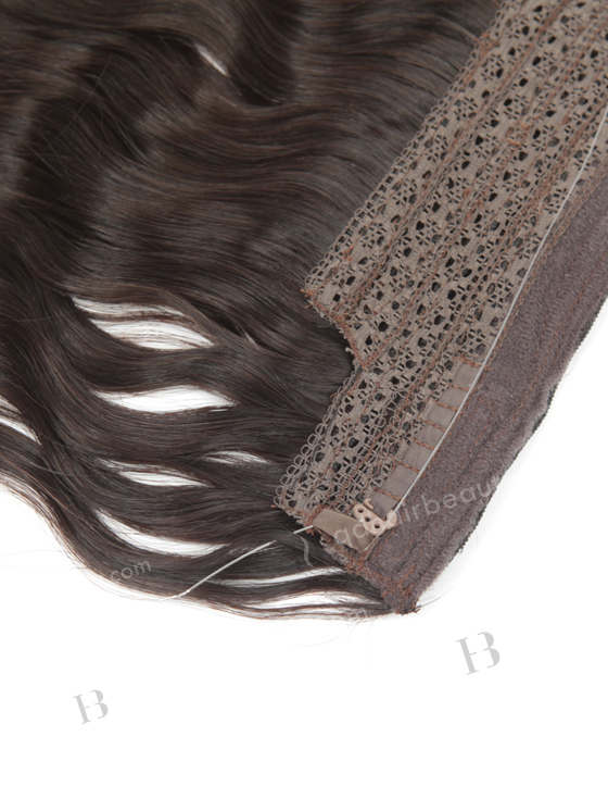 Human Hair 2# Color 18'' Natural Wave Invisible Headband Wire Clip in Halo Hair Extensions WR-HA-008