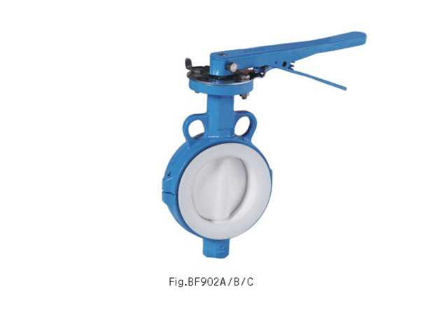 PN10/PN16 WAFER TYPE PTFE SEATED BUTTERFLY VALVE