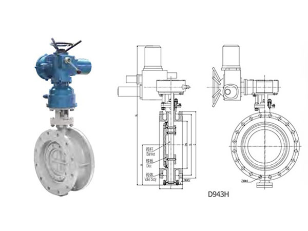Turbine drive three eccentric hard seal butterfly valve D343H/F/X-6C/10C/16C/25