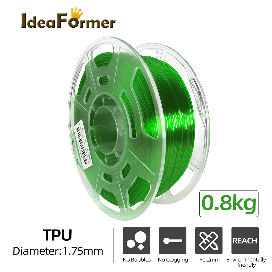 3D Printing Consumables TPU 0.8kg 1.75mm  transparent spool ideaformer wholesale