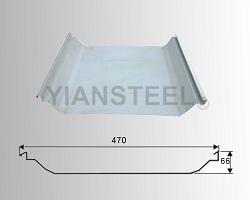 YX66-470直立锁边铝镁锰屋面板生产厂家，可预支不干胶360°锁边