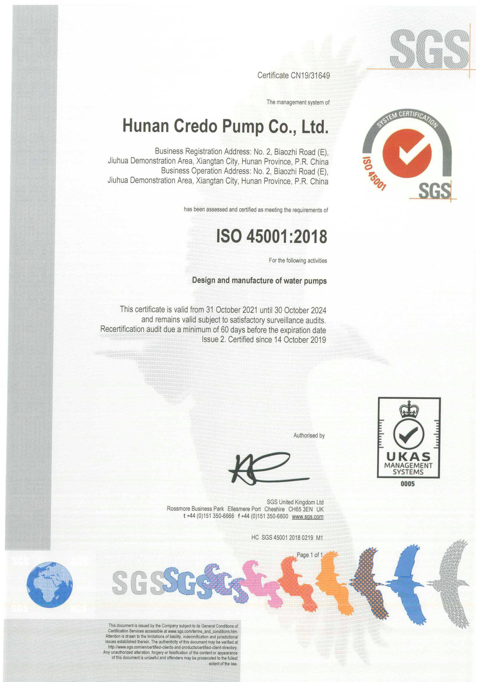 SGS ISO45001:2018