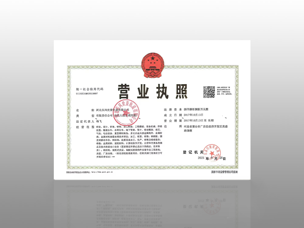 Copy of business license (seal)