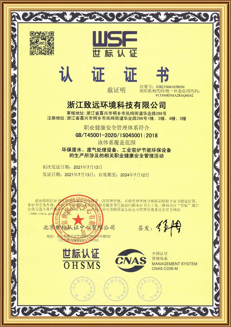 浙江致远-职业健康安全管理体系证书