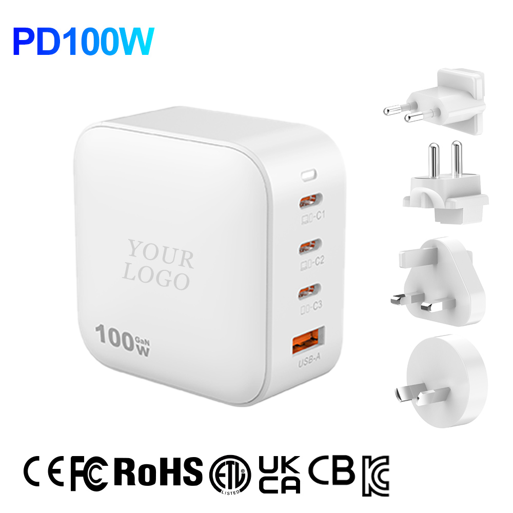 IBD OEM Foldable US Plug Gan PD 100W Fast Travel Charger multifunction 1 USB 3 Type C Usb-c Wall Charger for macbook phone