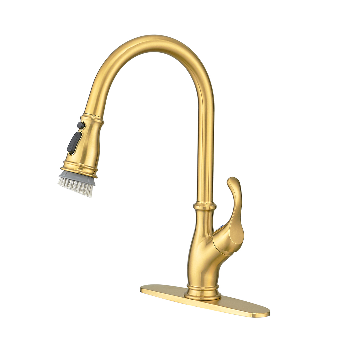 Kitchen Faucet,Gold Kitchen Faucet with Sprayer,Single Handle Commercial High Arc Single Handle Brushed Gold Kitchen Sink Faucets with Deck Plate