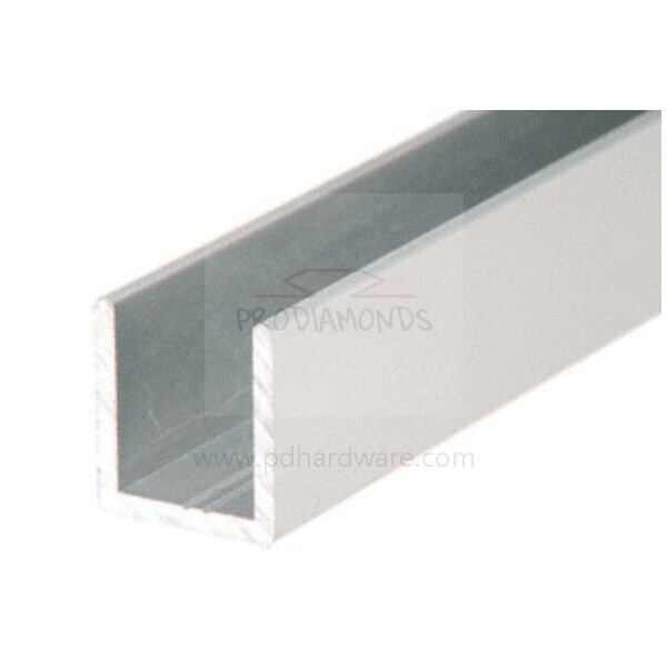 Canal en U de aluminio profundo para puerta de ducha para vidrio de 12 mm