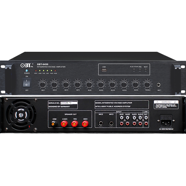  OBT-6450 IP Public Address Audio System Network SIP Power Amplifier