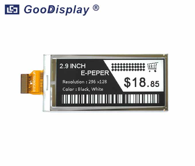 2.9 inch DES slurry ePaper display wide operating temperature, GDEW029M06