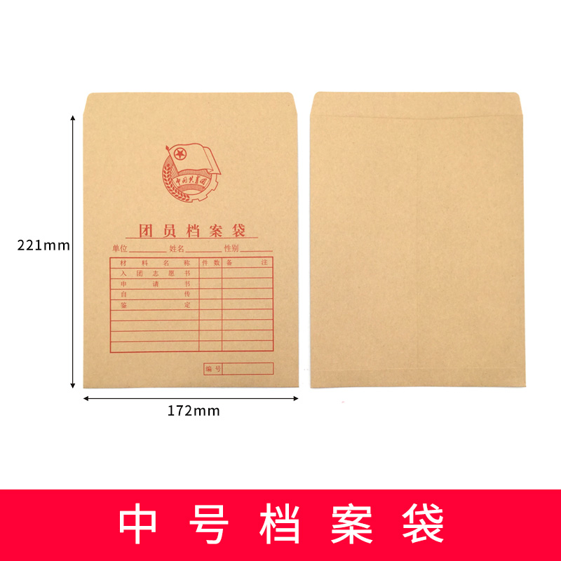 盛泰 中国共青团团员档案袋 100克加厚木浆纸 中号