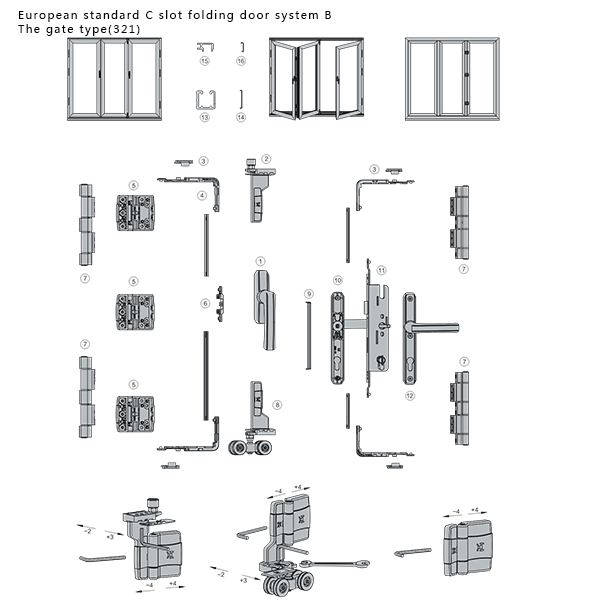 European standard C slot folding door system B