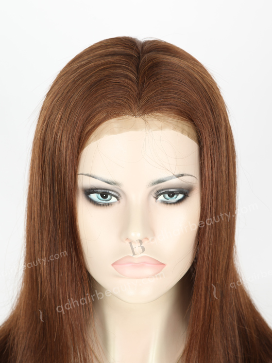 Pure Brown Color 16'' Chinese Virgin Straight Silk Top Full Lace Wig WR-ST-052
