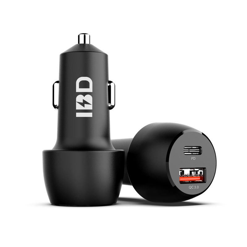 IBD347-Q3+PD 38W QC3.0&PD Dual Ports Car Charger For Mobile Phone.