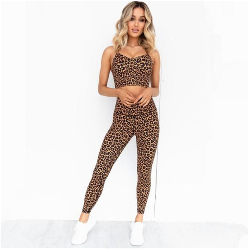 custom high waisted fitness leopard print sport two piece suits yoga set for women,lycra yoga set factory