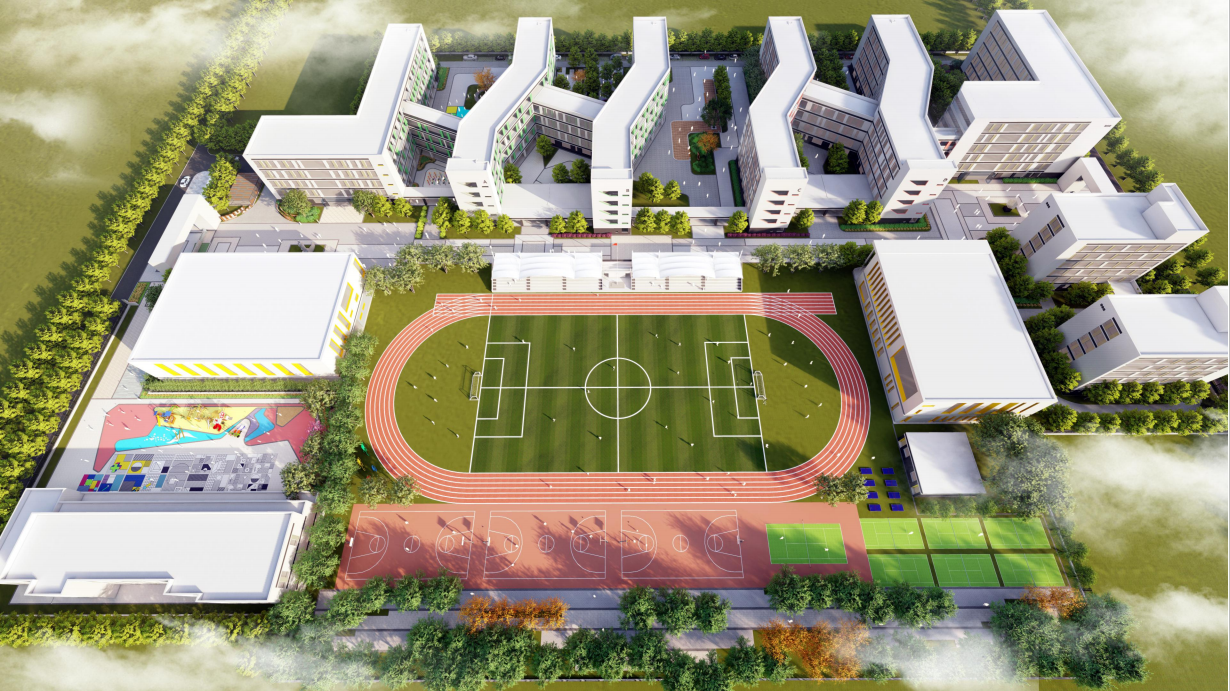 米脂县北门川九年一贯制学校景观设计