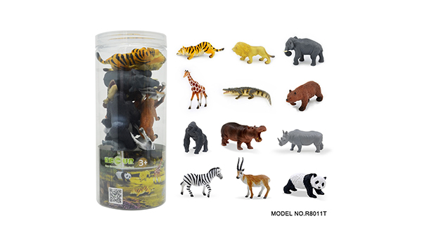 动物玩具-12只野生动物圆筒装