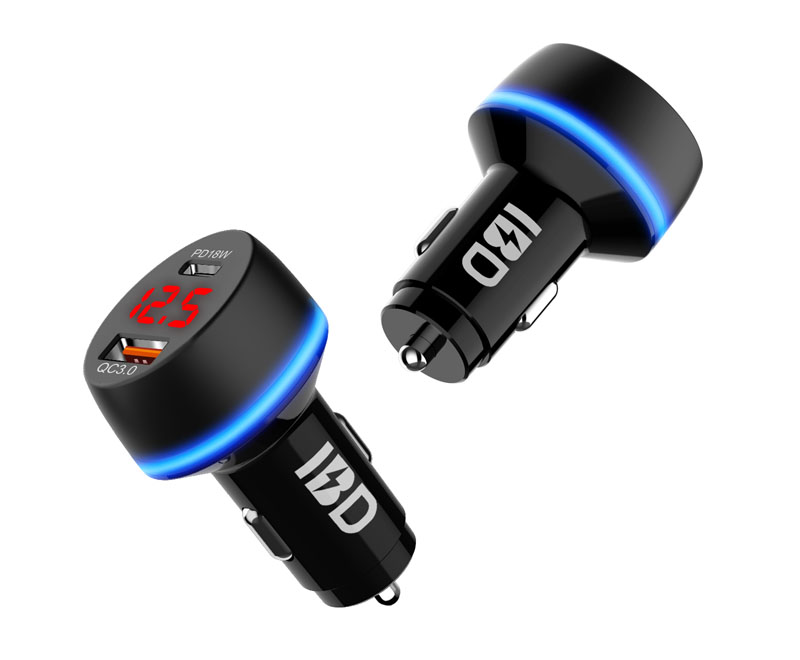 IBD336-AC48W QC/PD Dual Ports Fast Charging Car Charger For Mobile Phone.