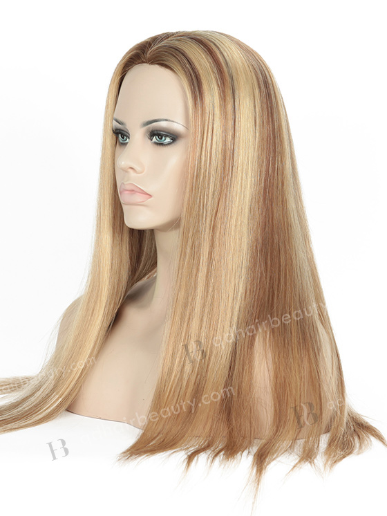 In Stock European Virgin Hair 20" Straight T9/22# with 9# Highlights Silk Top Glueless Wig GL-08049