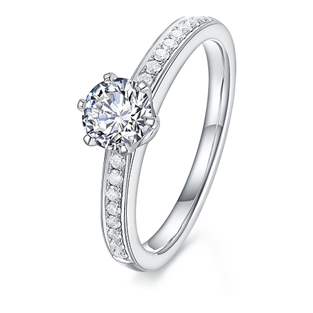 18K six prong diamond ring