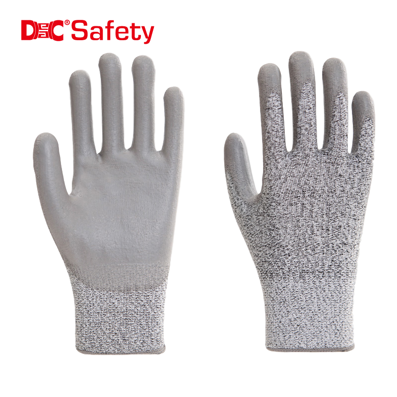 13 gauge anti-cut 5 liner PU palm coating smooth finished working safety glove