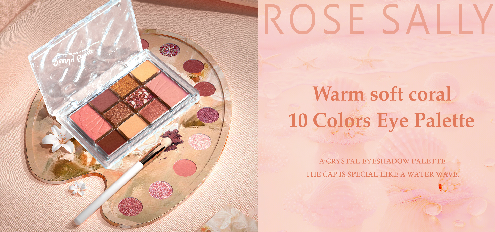 Warm soft coral 10 color eyeshadow Palette