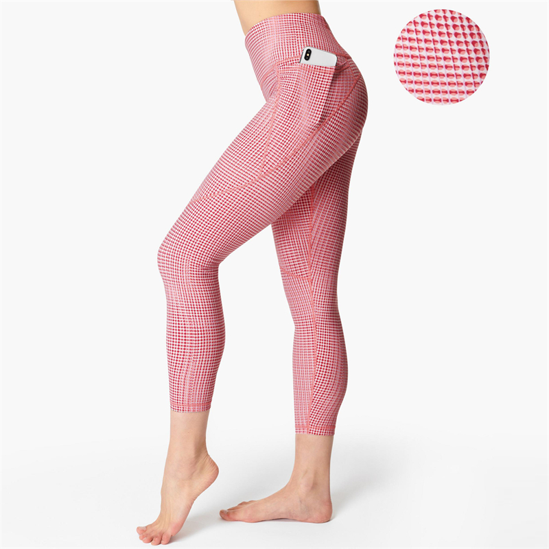 Eation high waist sports pink running pants pocket yoga leggings for women