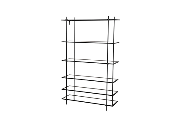 Modern Black wire metal frame clear glass bookcase s-1214k g