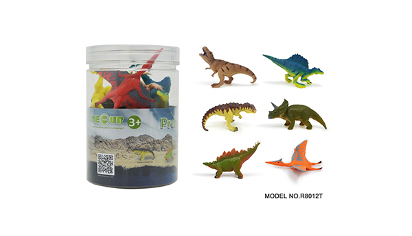 恐龙玩具-6只史前动物圆筒装A款
