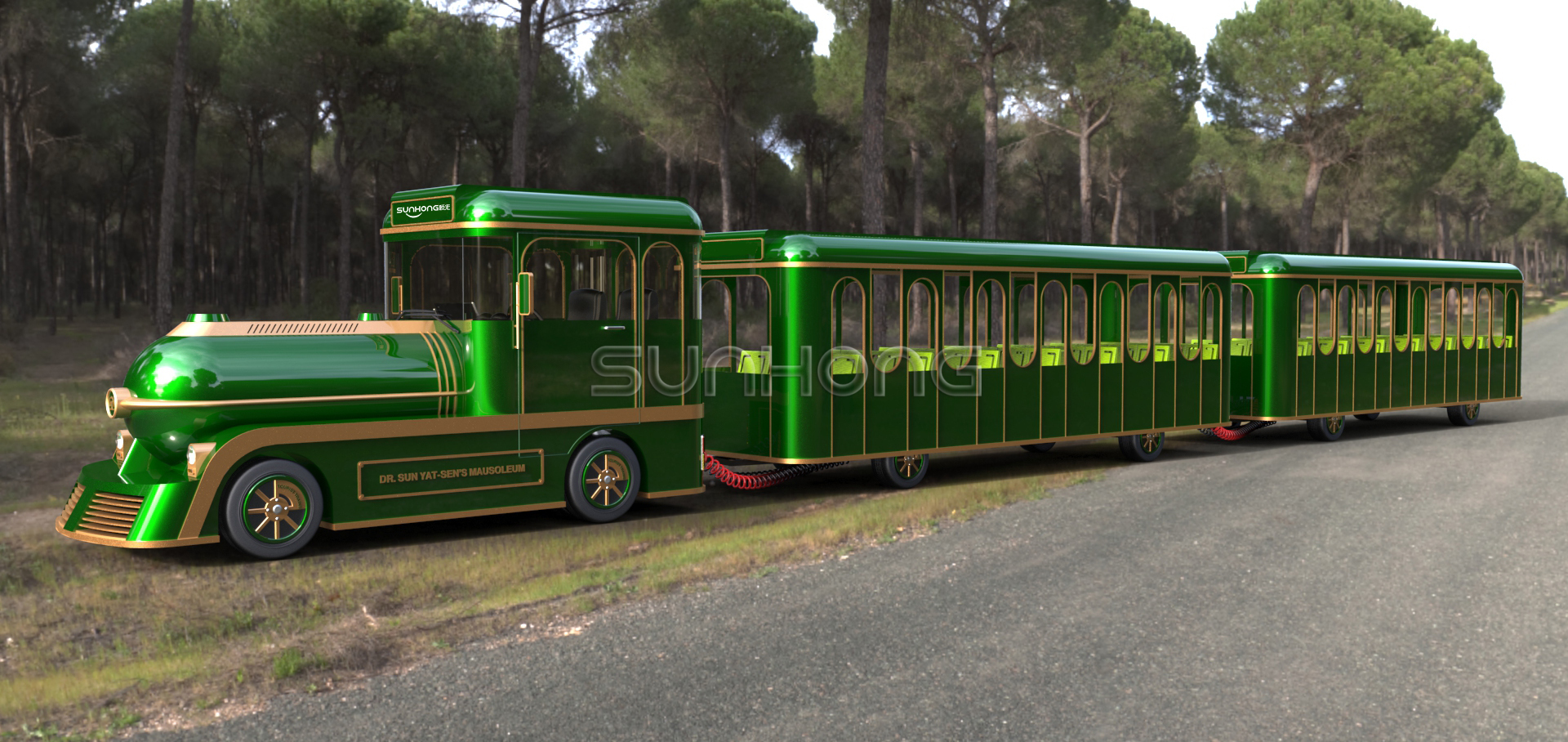 Exalted Sightseeing Diesel Fuel Lithium Battery Trackless Train Manufacturer 72 Seats 