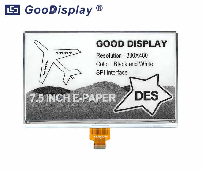 7.5寸电子纸显示屏DES,800x480分辨率,低温电子纸,GDEW075M10