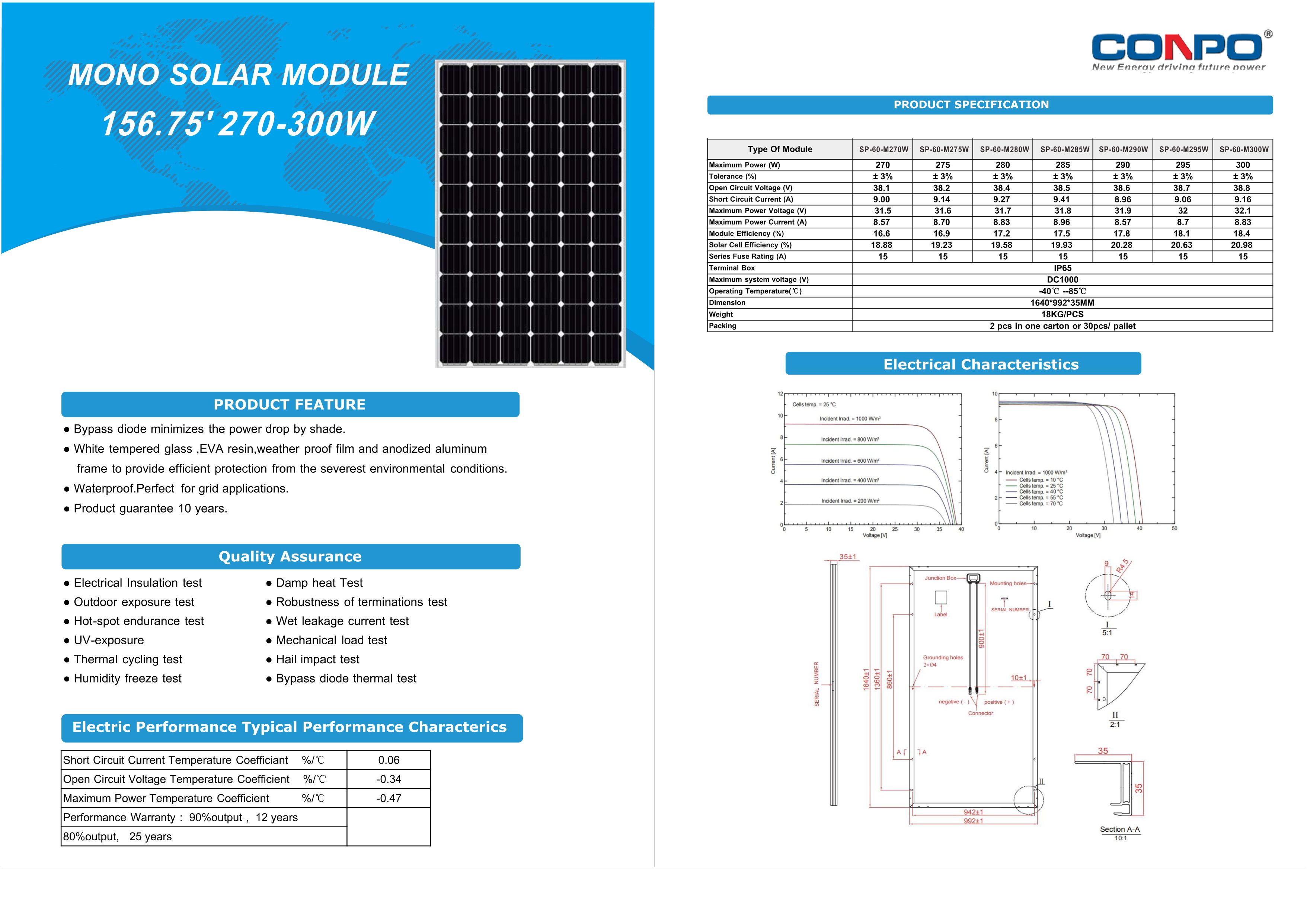 270W/280W/290W/300W  Mono/Poly Solar Panel
