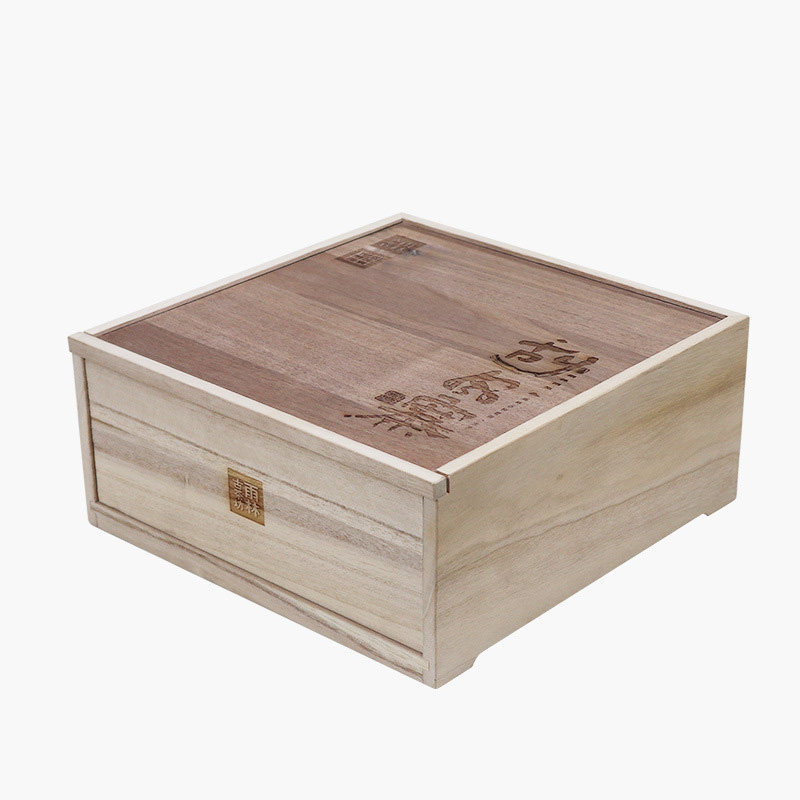 Pulled solid wood tea storage box