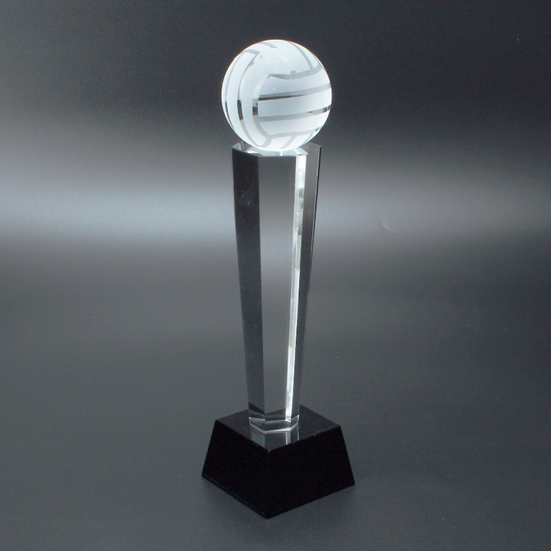  Crystal Volleyball Award with Tall Stand