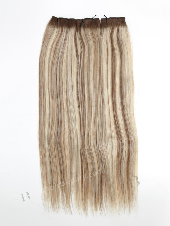 Dark roots blonde with brown lowlights 100% human hair incredibly thin cuttable genius weft WR-GW-005