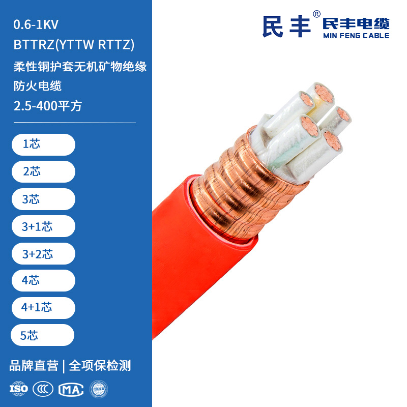 BTTRZ（YTTW RTTZ） 柔性铜护套无机矿物绝缘防火电缆