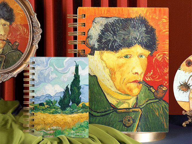 Wire-O notebook with 3D lenticular printing cover- oil painting