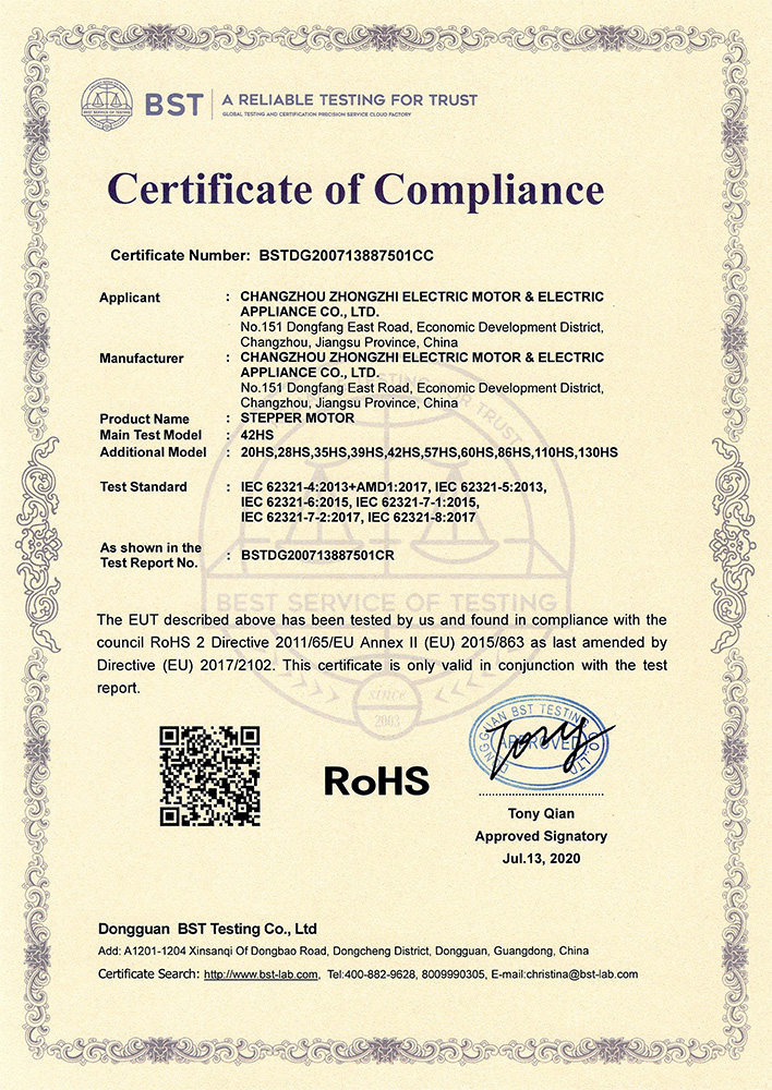 Step-by-step ROHS certificate